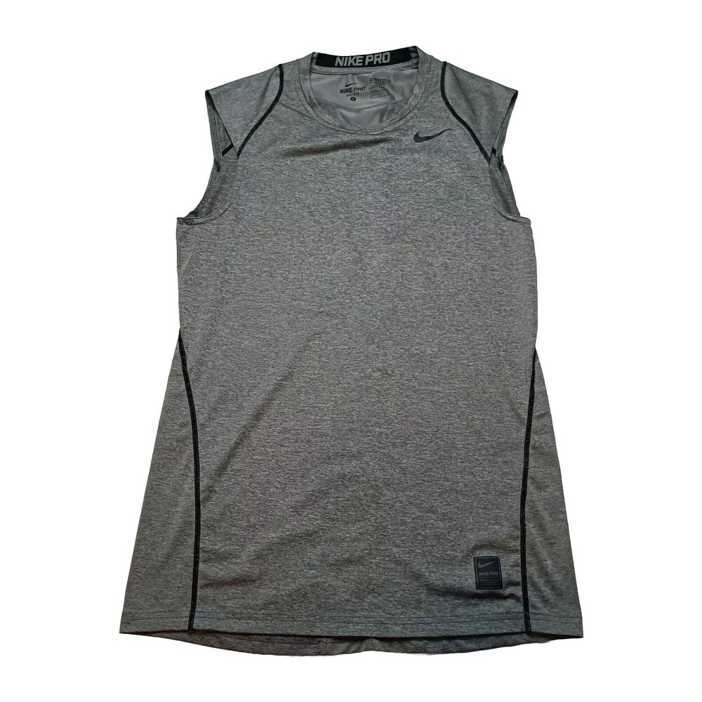 Nike Pro Shirt‎ Men's S Small Gray Fitted Active Breathable Dri Fit Sleeveless
